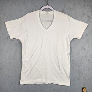 Vintage Fruit Of The Loom Shirt Mens XL White V Neck Blank Tee Made USA 90s